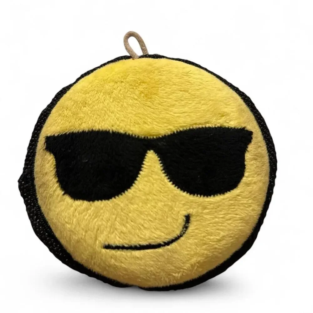 Yellow & black sunglasses emoji DOG TOY with squeaker